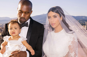 كيم كاردشيان مع زوجها كاني ويست وابنتهما