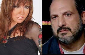 مي كساب قدمت العزاء لخالد الصاوي في وفاة والده