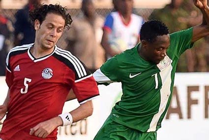 منتخب مصر في مباراته أمام نيجيريا
