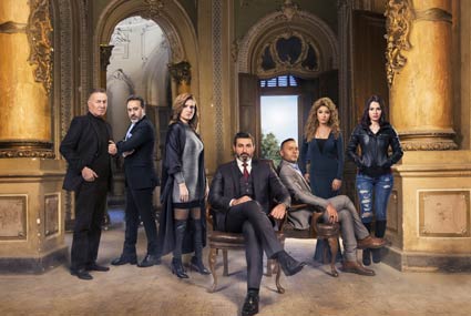 صورة جماعية لأبطال مسلسل "ظل الرئيس": ياسر جلال، هنا شيحة، علا غانم، دينا فؤاد، محمود عبد المغني،  عزت أبو عوف.