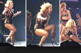 بريتني سبيرز لحظة سقوطها على المسرح