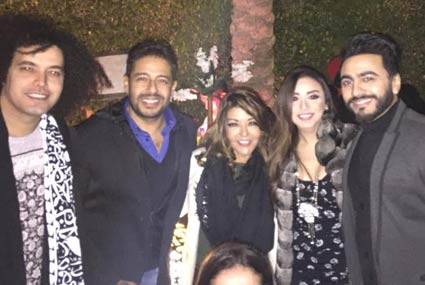 سميرة سعيد‎ تتوسط تامر حسني وأنغام وحماقي وعبد الفتاح الجريني