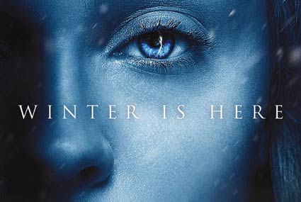 صوفي تيرنر أو "سانسا ستارك" في الملصق الدعائي لشخصيات الموسم السابع مع مسلسل Game Of Thrones