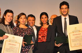 روبي مع خالد أبو النجا والمخرجة آيتن أمين