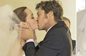 براد بيت وأنجيلينا جولي في حفل زفافهما