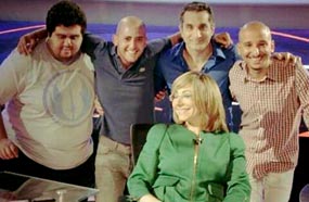 باسم يوسف مع لميس الحديدي وفريق عمله