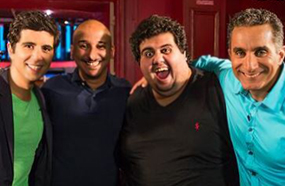 باسم يوسف مع أيمن وتار وخالد منصور والمذيع جعفر عبد الكريم