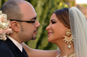 كارول سماحة ووليد مصطفى في حفل الزفاف