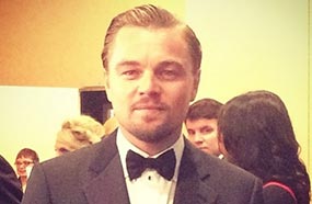 ليوناردو دي كابريو عقب فوزه بجائزة أفضل ممثل في فيلم كوميدي أو موسيقي عن دوره في فيلم The Wolf of Wall Street 