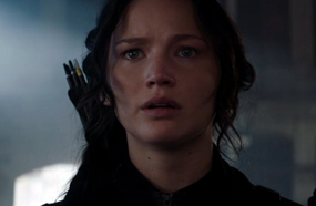 جينفر لورانس في إعلان Hunger Games: Mockingjay