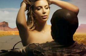 كيم كارداشيان على درجاة خطيبها كاني ويست في أغنية&quot; Bound 2&quot;