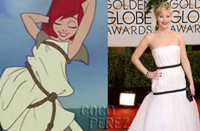 لورانس وسخرية من فستانها وشبيهه بفستان Ariel بطلة فيلم Little Mermaid