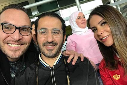 منى زكي وأحمد حلمي ولاعب الـDJ ياسر الحريري