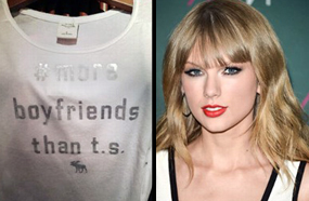 تي شيرت يسخر من حياة تايلور سويفت العاطفية ومواعدتها للعديد من الفتيان