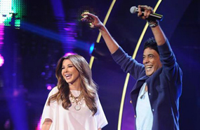 محمد منير يغني مع نانسي دويتو على مسرح &quot;Arab Idol&quot;