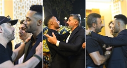 ياسر جلال وأحمد السقا وأحمد العوضي في عزاء والد محمد رمضان