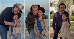 أحمد حلمي وهند صبري والمخرج عمر هلال مع الطفل أحمد ميدان